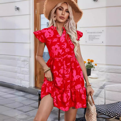 Damklänning A-linje Fladdrande Ärmar Polyester Fina Damklänningar 3