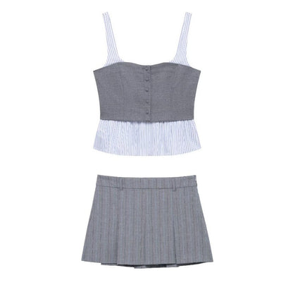 Kvinnors Mini Kjol Set Axelremmar Randig Polyester-2