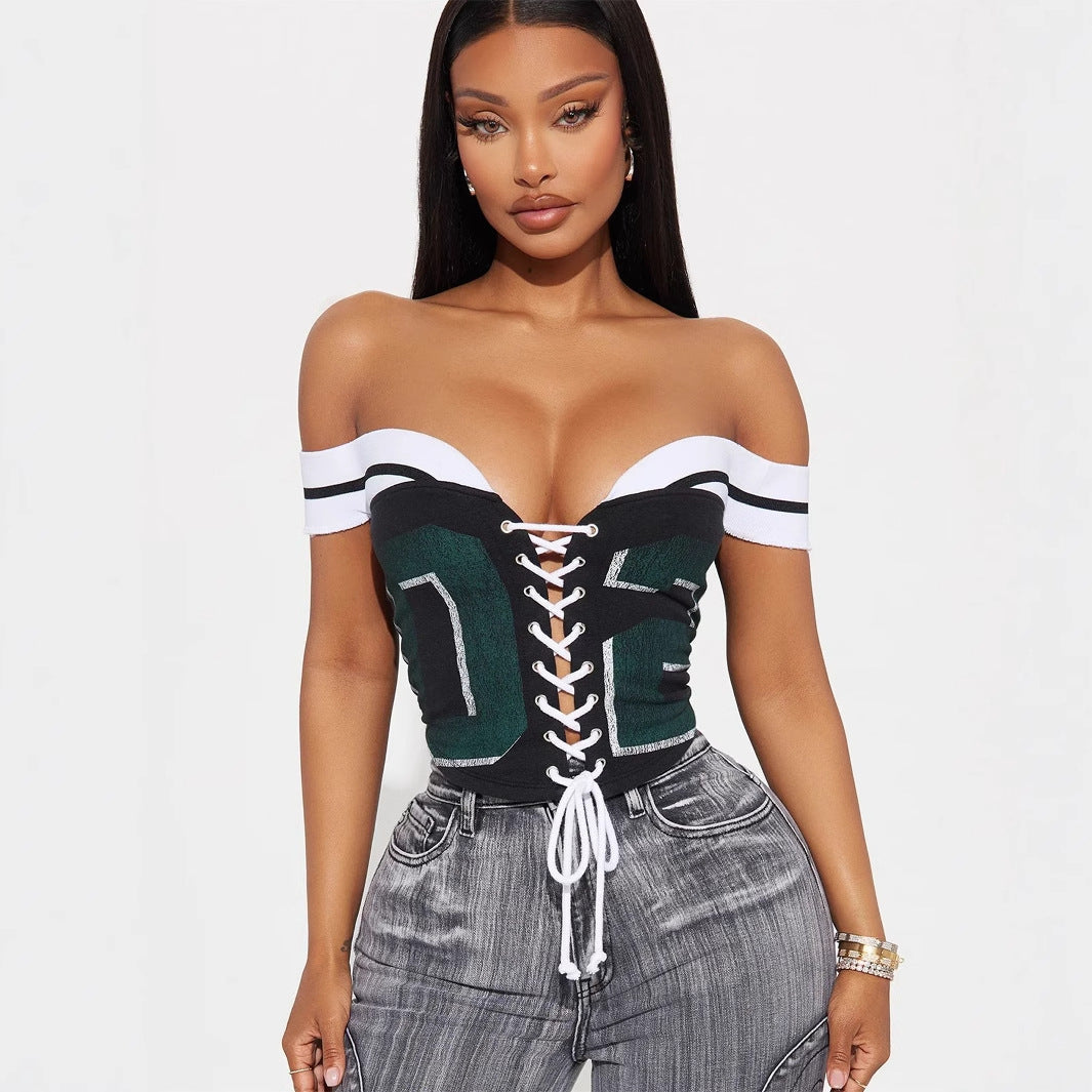 Dam Tank Top Med Snörning Spandex för Komfort 3