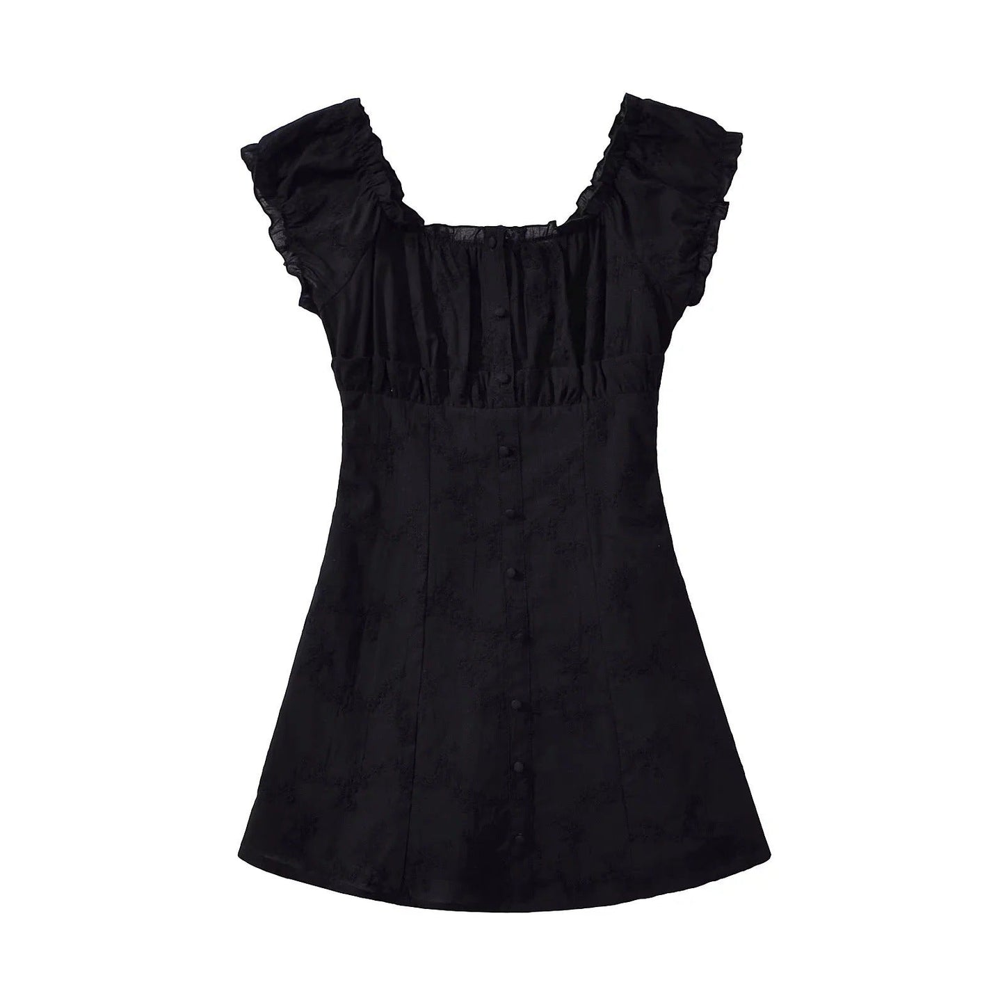 Festliches Damenkleid mit Frivilligen Ärmeln und Knappdetail – Atmungsaktives Material, Perfekt für besondere Anlässe und Alltag 3