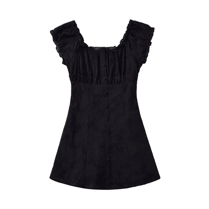 Festliches Damenkleid mit Frivilligen Ärmeln und Knappdetail – Atmungsaktives Material, Perfekt für besondere Anlässe und Alltag 6