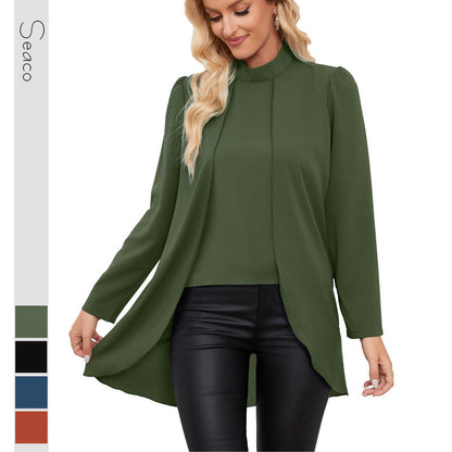 Dam Topp med Uppkrage Långärmad Polyester för Fest-2