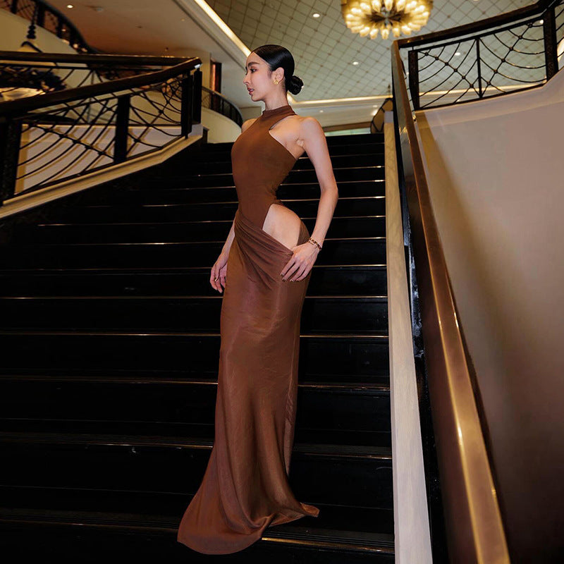 Dam Omslagsklänning Höghalsad Draperad För Fest och Bröllop-4