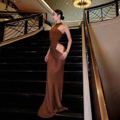 Dam Omslagsklänning Höghalsad Draperad För Fest och Bröllop-4