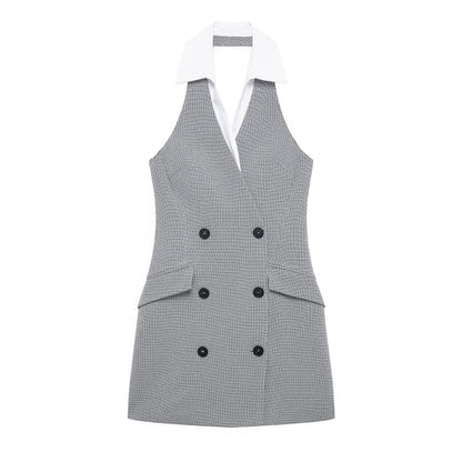 Kvinna A-Line Klänning Kort Patchwork Polyester-1