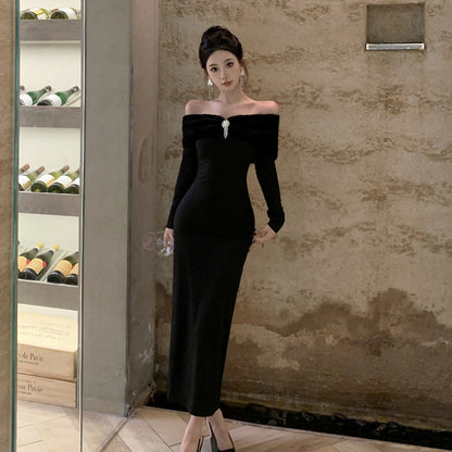 Variant image for Kvinnors Midjeklänning Off-the-Shoulder Fluffig Polyester-1