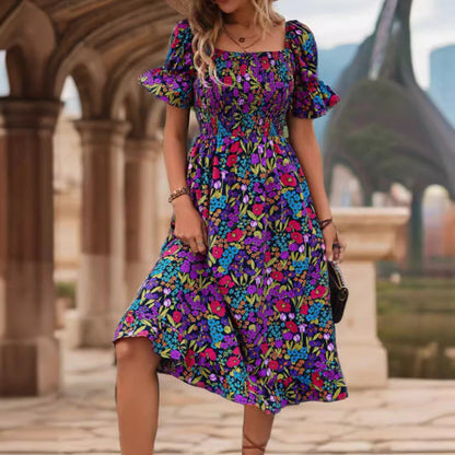 Kort Klänning Dam Off-Shoulder A-Line Polyester för Sommarens Fester-2