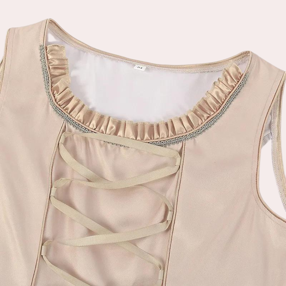 Kvinnors Midi-Dirndl Klänning Klassisk Högkvalitativt Tyg-3