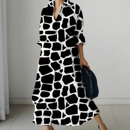 Kvinnors Avslappnad Klänning i Högkvalitativt Bomull-3