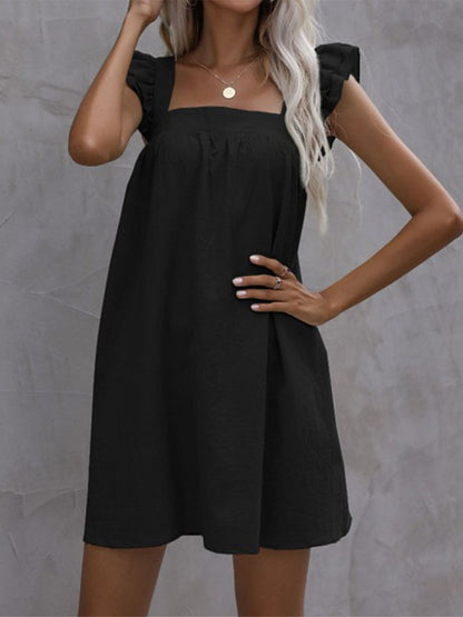 Dam Klänning Monokrom Ruffles Bomull och Linne-4