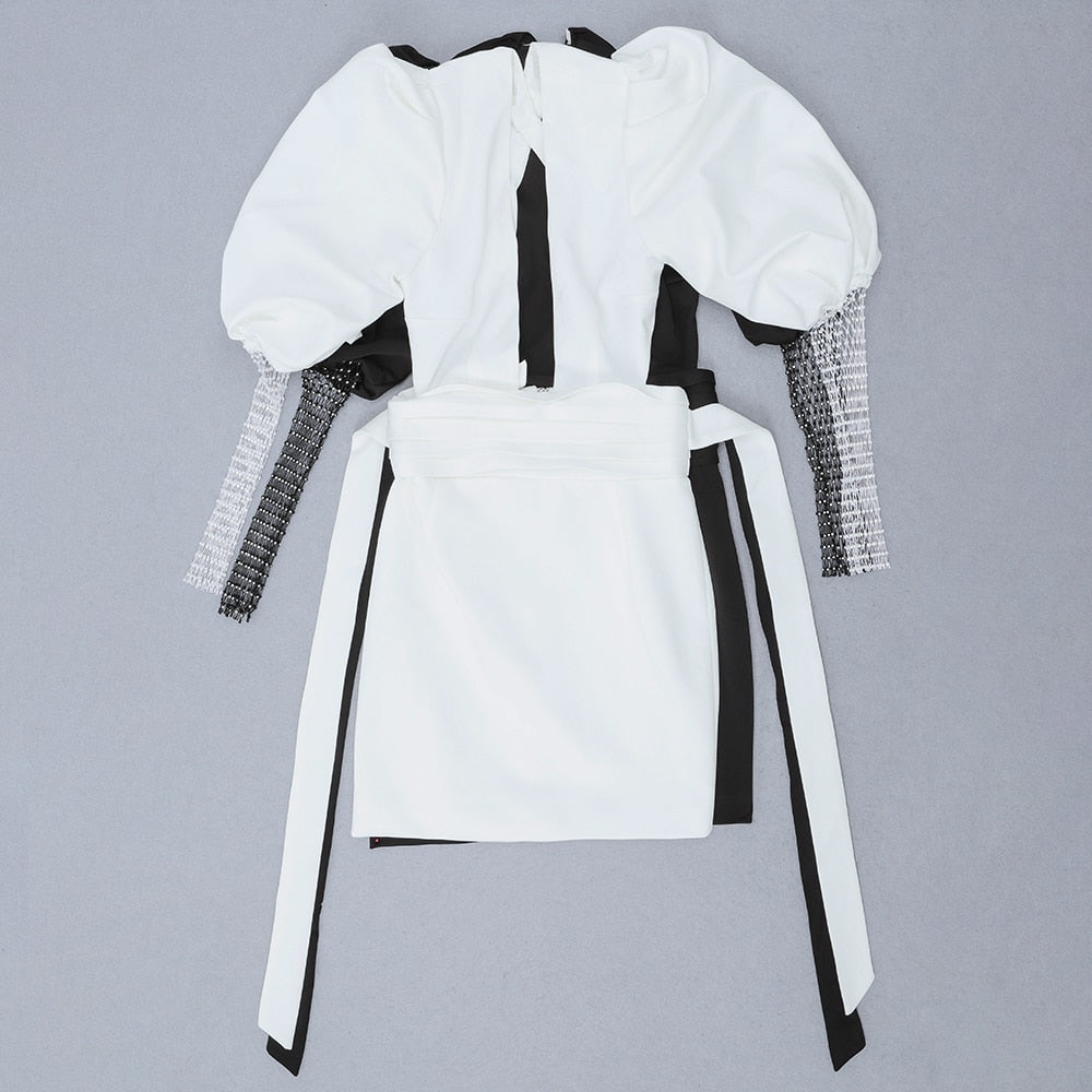 Kvinnors Miniklänning V-hals Diamantdekorerad Polyester Spandex-6