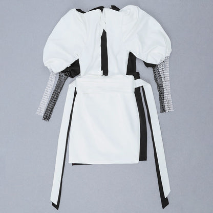 Kvinnors Miniklänning V-hals Diamantdekorerad Polyester Spandex-6