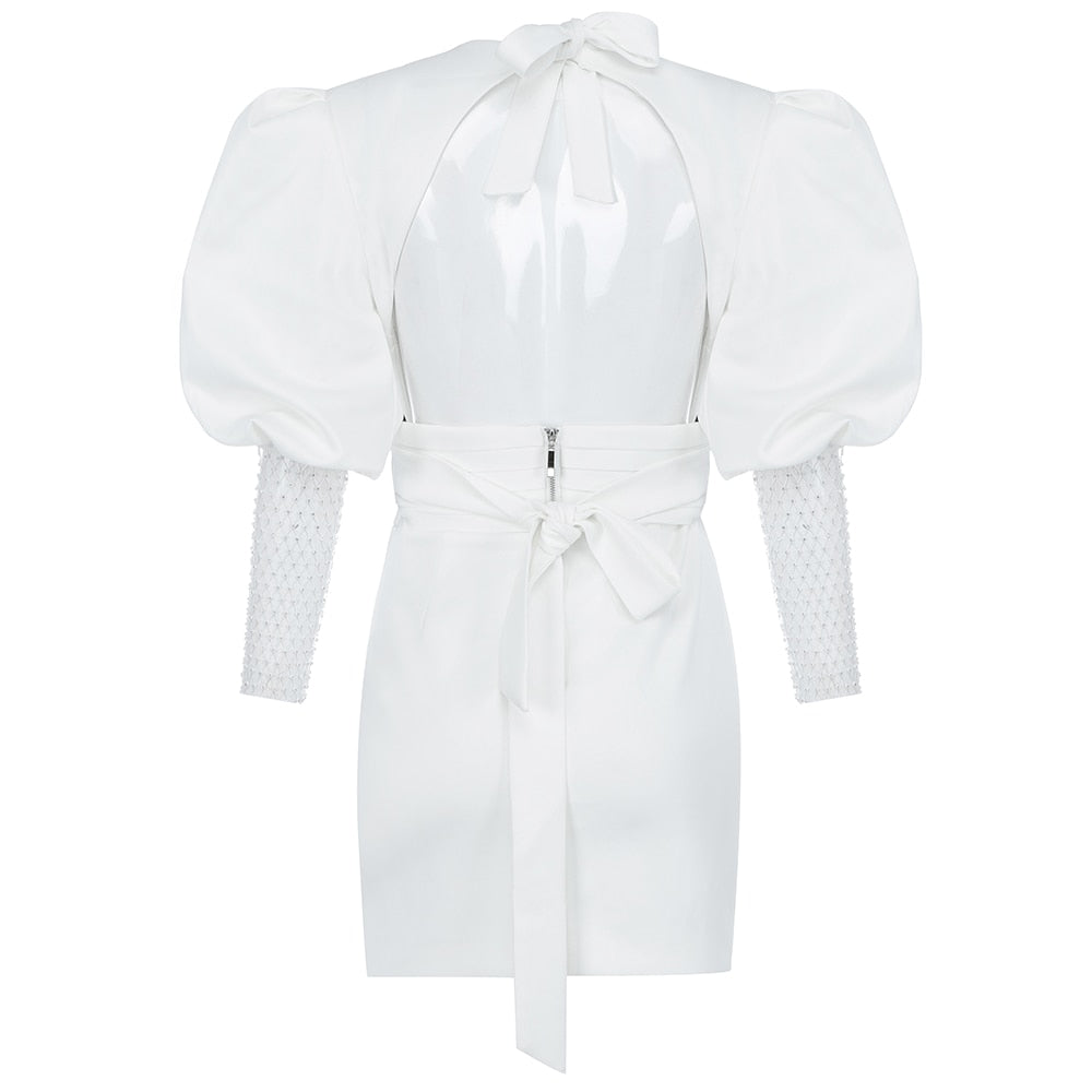 Kvinnors Miniklänning V-hals Diamantdekorerad Polyester Spandex-5