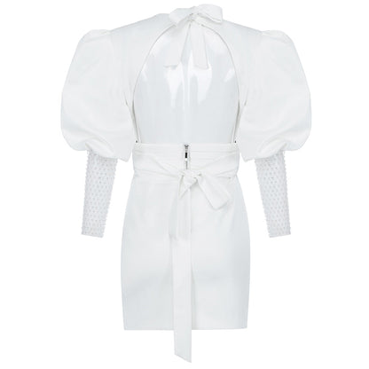 Kvinnors Miniklänning V-hals Diamantdekorerad Polyester Spandex-5