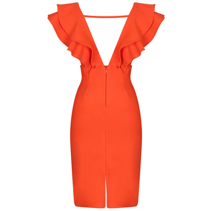 Dam Klänning Djup V-ringning Ärmlös Nylon Spandex-6