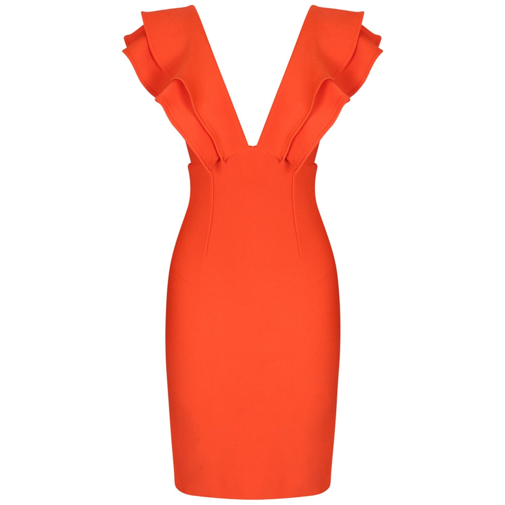 Dam Klänning Djup V-ringning Ärmlös Nylon Spandex-4