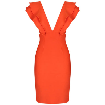 Dam Klänning Djup V-ringning Ärmlös Nylon Spandex-4