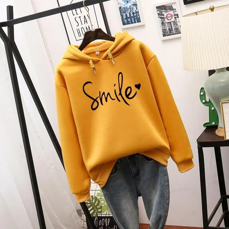 Dam Hoodie med Leende Design Mjuk Tyg 4