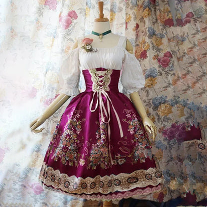 Dam Dirndl Klänning Traditionell Tysk Stil Polyester Figurbetonad-2