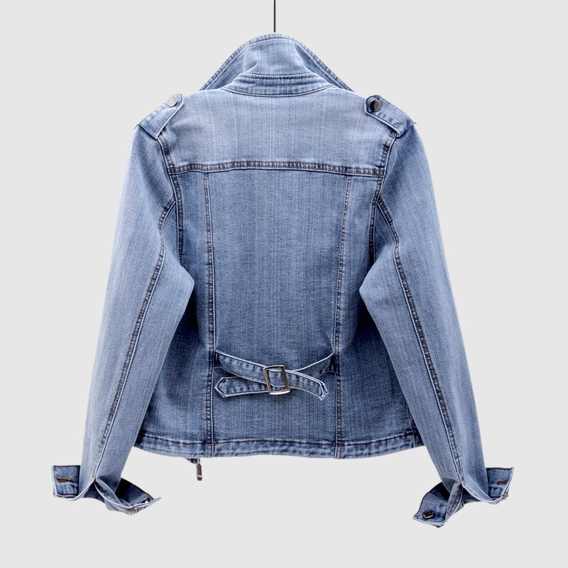 Dam Jeansjacka Tropisk Stil Hållbar Denim 5