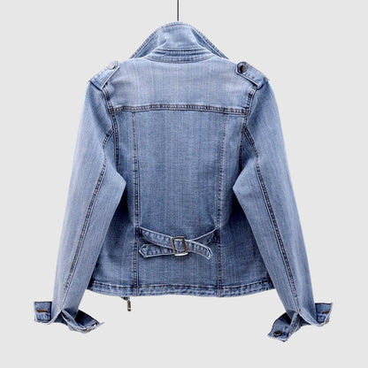 Dam Jeansjacka Tropisk Stil Hållbar Denim 5