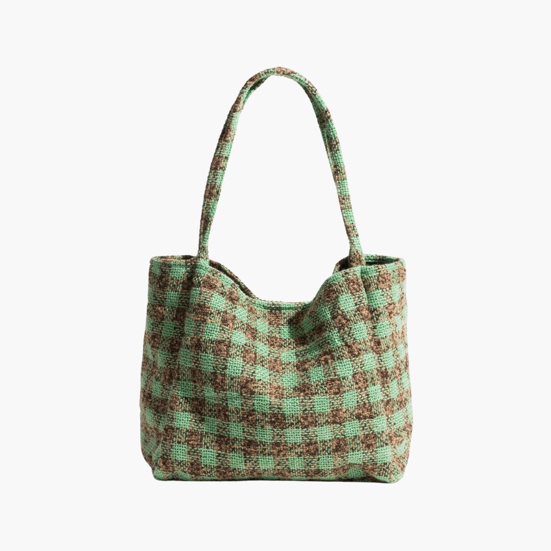 Dam Axelväska Rutigt Designad Polyester Rymlig 8