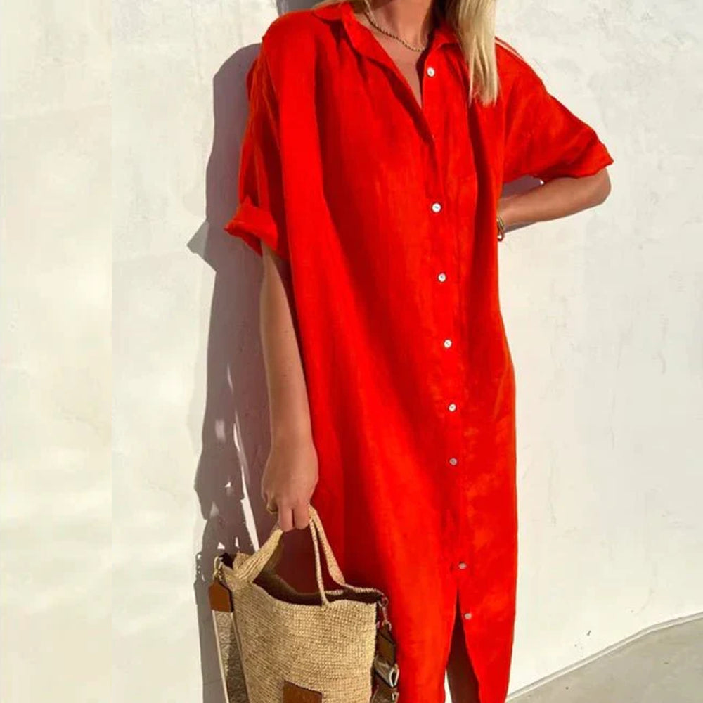 Variant image for Dam Skjortklänning Enkelfärgad 100% Bomull-1