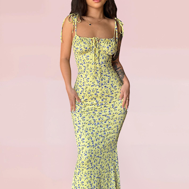 Maxiklänning Dam Blommig Design Lätt Polyester 10