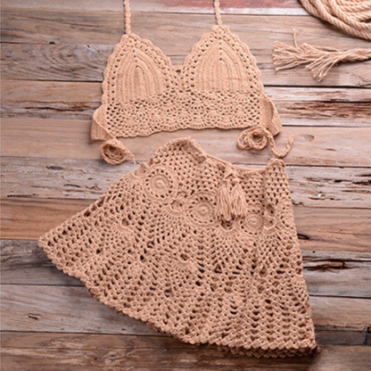 Virkad Bikiniset Dam i Polyester – Stilrent Bikinisett för Strand och Pool, Normal Passform, S-XL 5