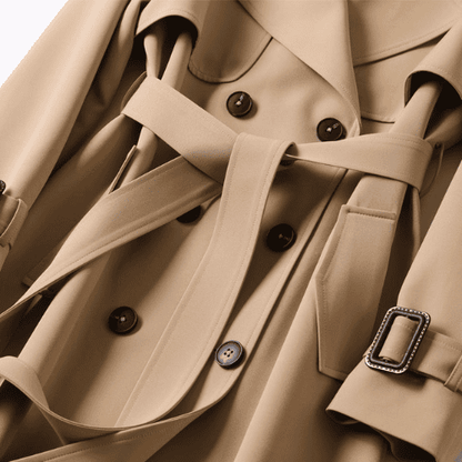 Damkappa Beige Tidlös Trenchcoat Vattentålig Polyester 3