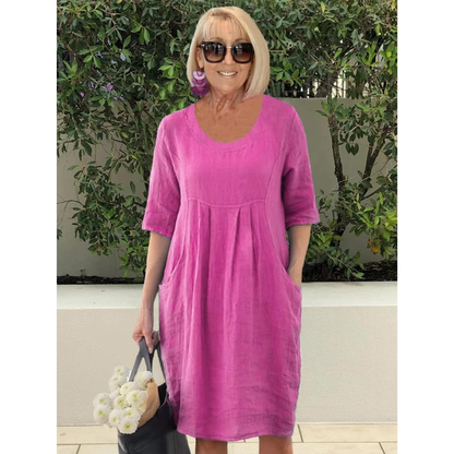 Variant image for Dam Sommarklänning Knälängd med Fickor i Bomullsblandning-1