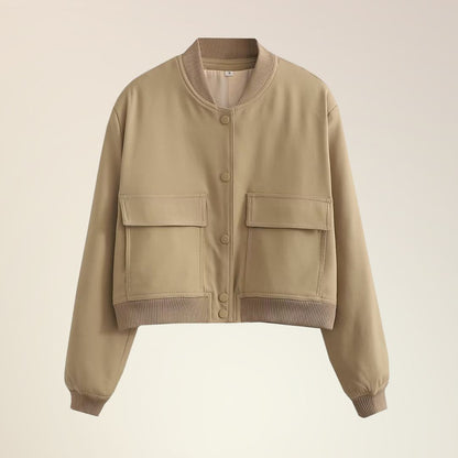 Damen-Jacke, kurz, casual, Bombarjacka Stil, hochwertig, Stoff-1
