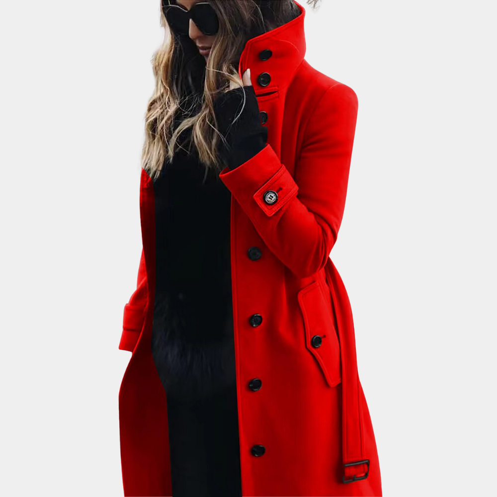 Variant image for Lång Vinterjacka Dam Chic Polyester med Huva och Fickor-1