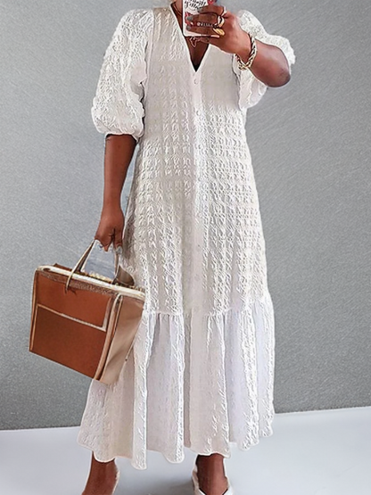 Variant image for Damklänning Fritidsklänning med Vikta Knappar i Mjuk Tyg-13