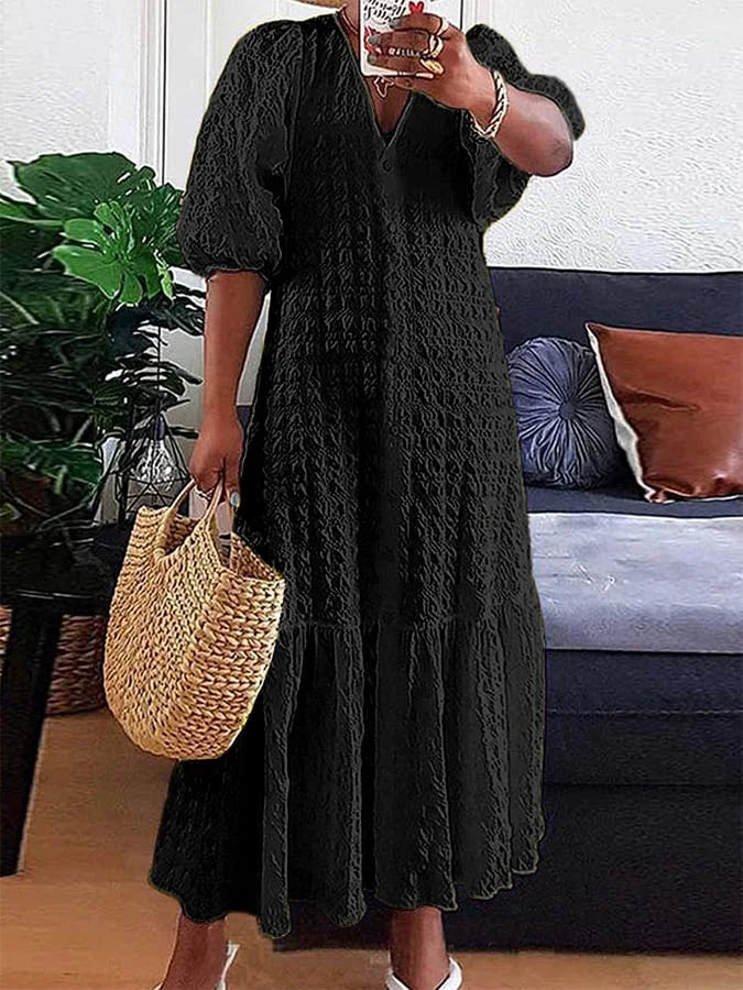 Variant image for Damklänning Fritidsklänning med Vikta Knappar i Mjuk Tyg-19