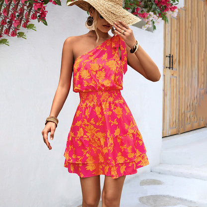 Kort Klänning Dam Asymmetrisk Polyester – Korta Sommarklänningar för Eleganta Tillfällen 1