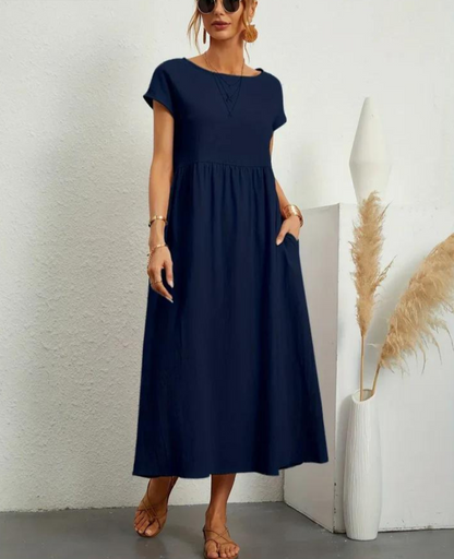 Dam Grundklänning Avslappnad Bomull-6