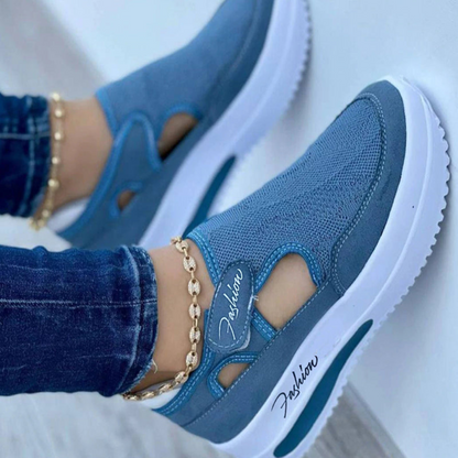 Kvinnors Sneakers Platå Andningsbart Mesh med Halkfri EVA-Sula-2