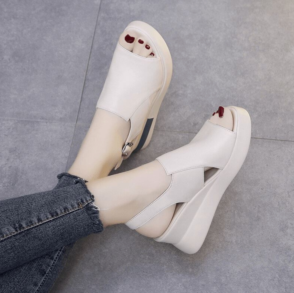 Kvinnors Sandaler Mångsidig Design Syntetisk Läder-5