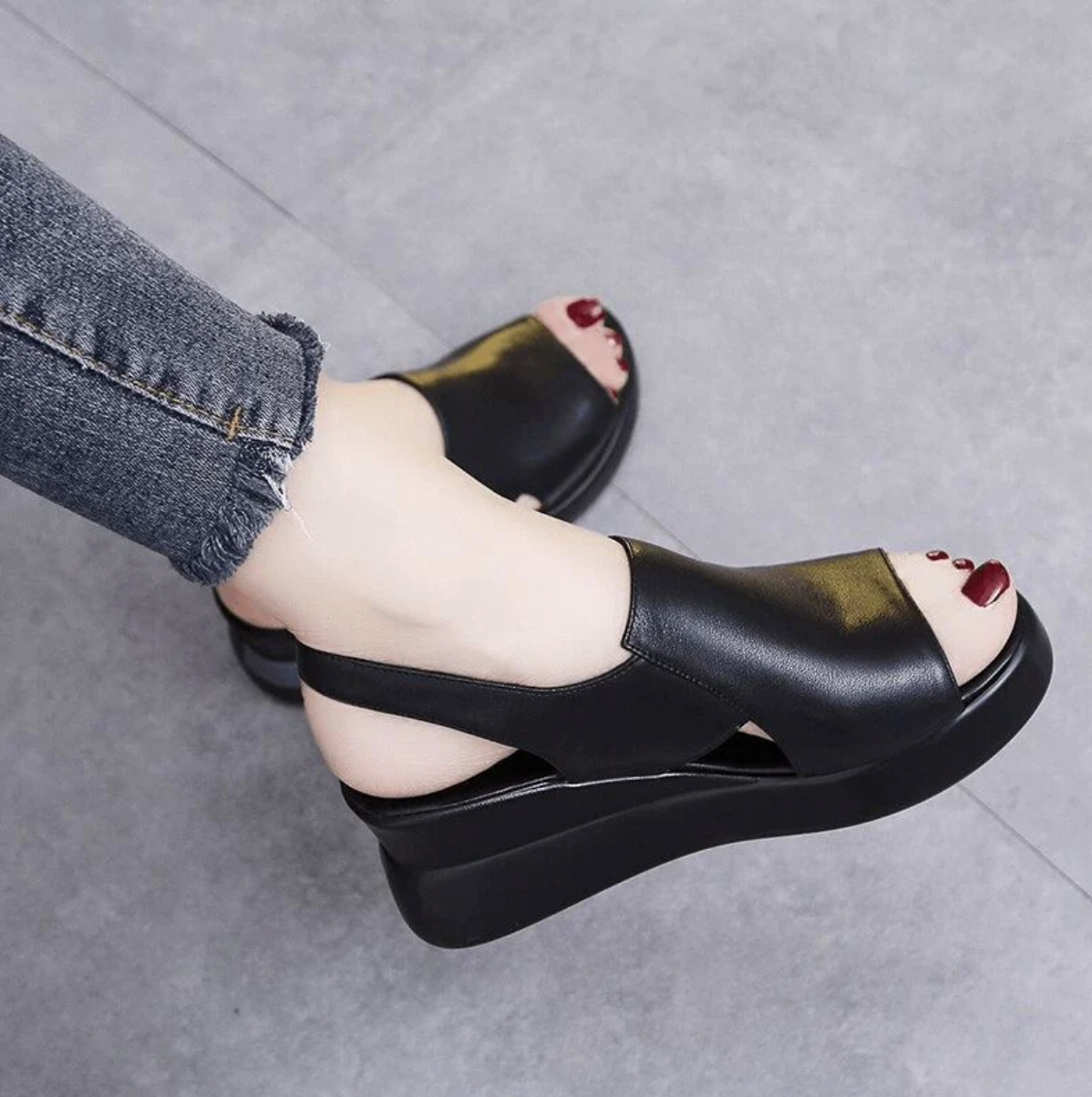 Kvinnors Sandaler Mångsidig Design Syntetisk Läder-6