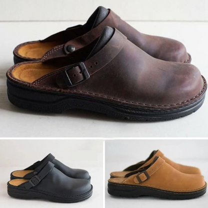 Herr Sandaler i Läder med Ergonomisk Sula och Justerbar Rem – Komfortabel Design för Inomhus och Utomhus 2