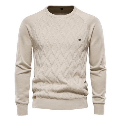 Herr Tröja Crew Neck i Högkvalitativ Bomull och Polyesterblandning – Klassisk Passform för Vardags och Fest 7