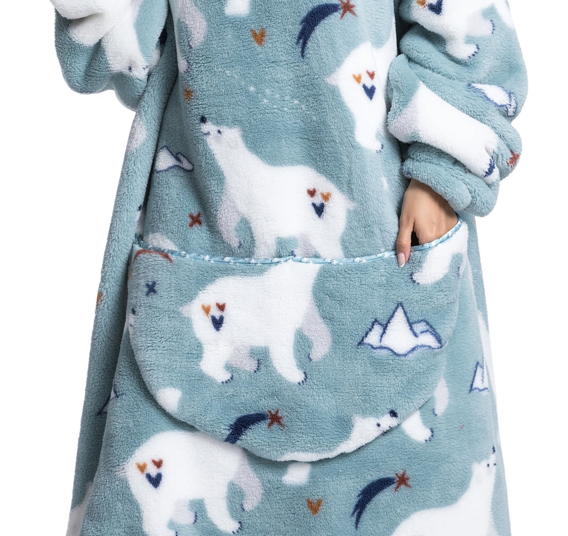 Fleece Hoodie Rymlig Vintermaterial för Dam-4