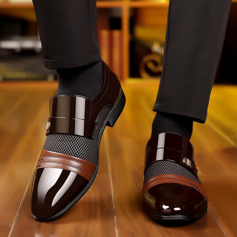 Herr Loafers Läder Slät Med Metallspänne för Formella och Avslappnade Tillfällen-1