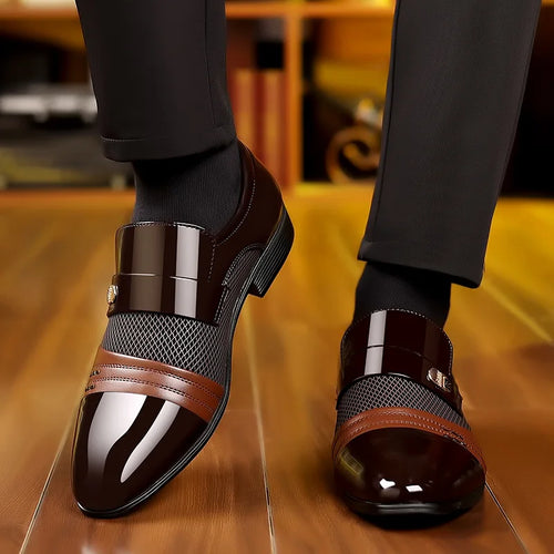 Herr Loafers Läder Slät Med Metallspänne för Formella och Avslappnade Tillfällen-1