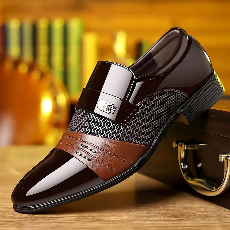 Herr Loafers Läder Slät Med Metallspänne för Formella och Avslappnade Tillfällen-3