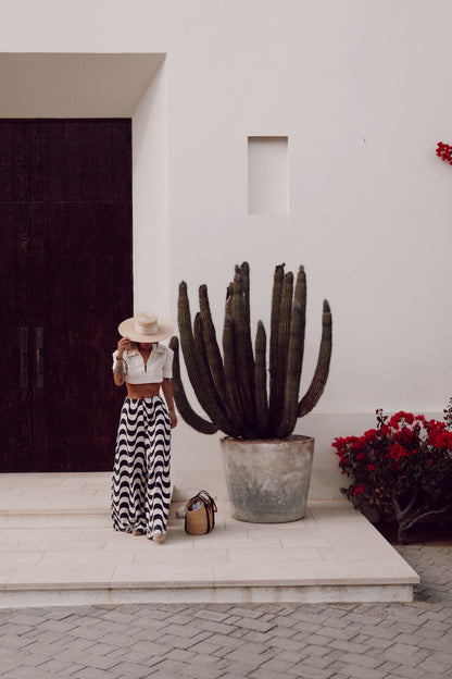 Snygga Byxor Dam Copa Mönster Lätt Linne med Breda Ben-5