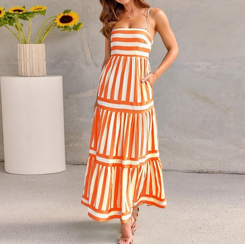 Randig Damklänning i Tidlös Design – Bomull och Polyester, S-XL, Elegant och Mångsidig 12