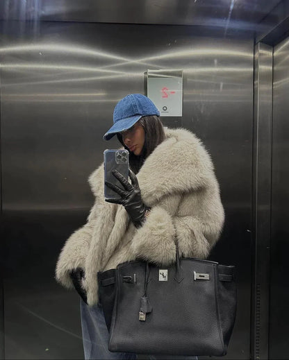 Damjacka i Konstgjord Päls Elegant Design för Dam-4