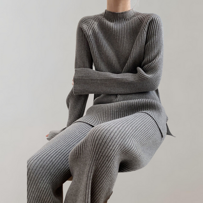 Variant image for Kvinnors Tvådelad Uppsättning Ribbad Tröja och Byxor Ribbade Tyger-4